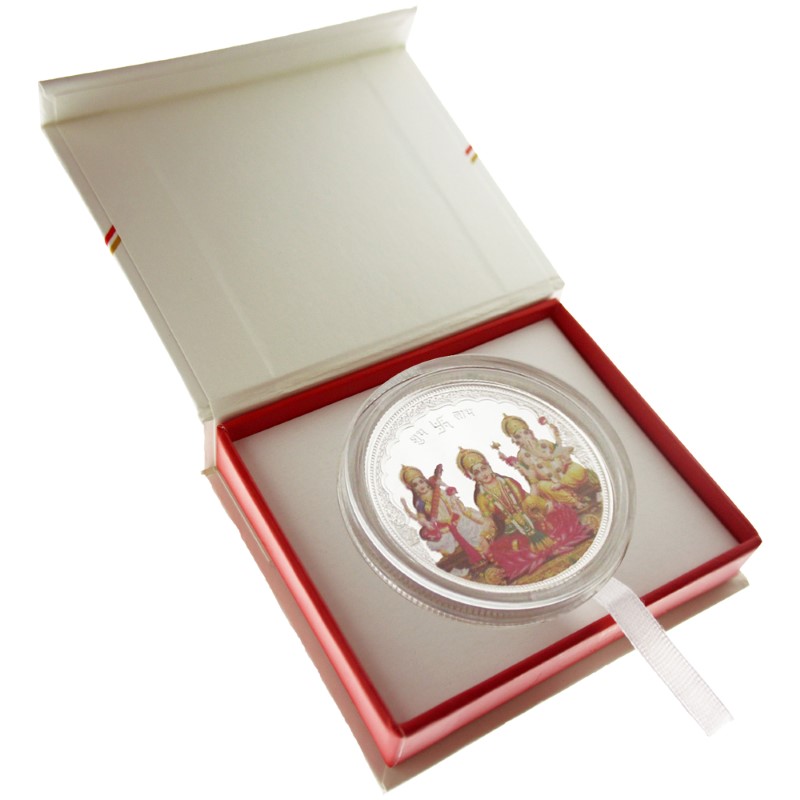 100g Tri-God Silver Round Coloured in Gift Box